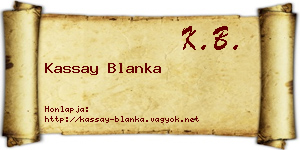 Kassay Blanka névjegykártya